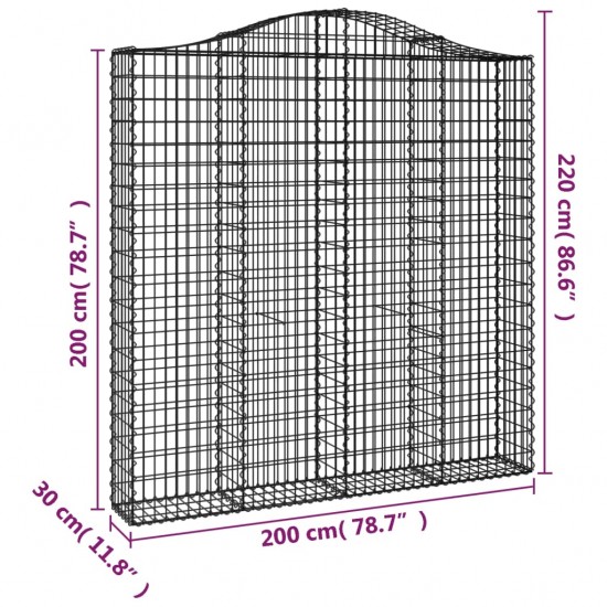 Išlenkti gabiono krepšiai, 3vnt., 200x30x200/220cm, geležis