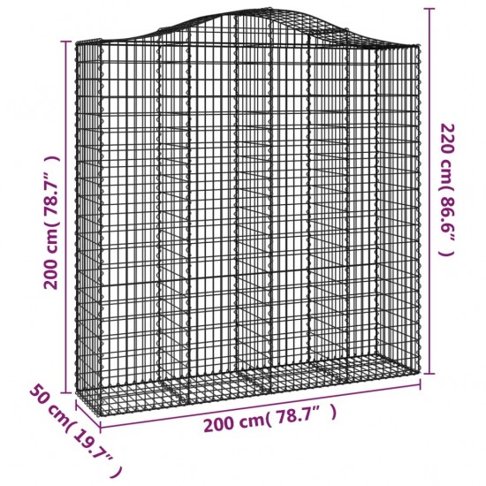 Išlenkti gabiono krepšiai, 3vnt., 200x50x200/220cm, geležis