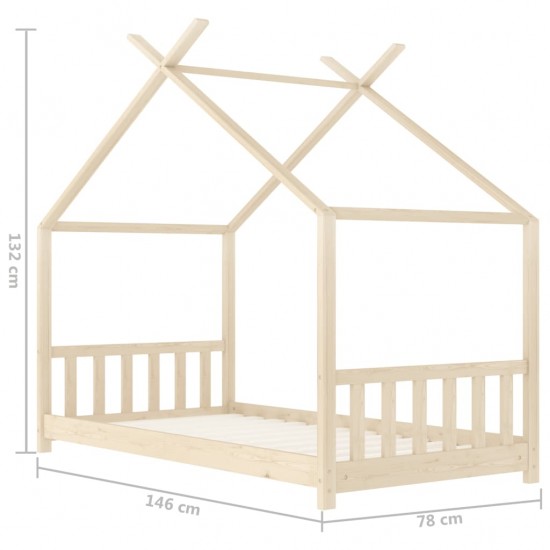 Vaikiškos lovos rėmas, 70x140cm, pušies medienos masyvas