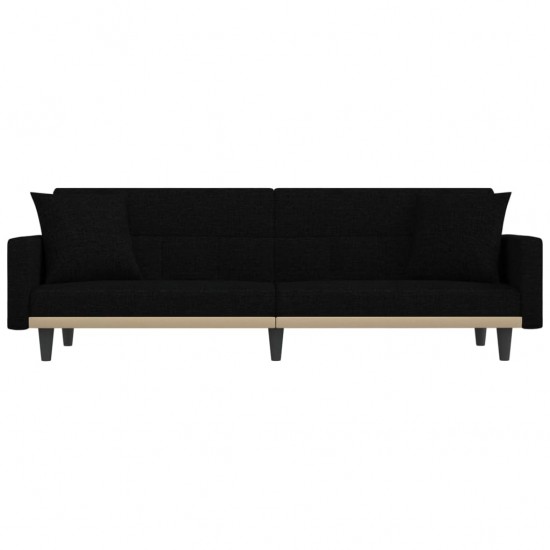 Sofa-lova su pagalvėlėmis, juodos spalvos, audinys