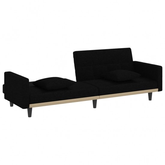 Sofa-lova su pagalvėlėmis, juodos spalvos, audinys
