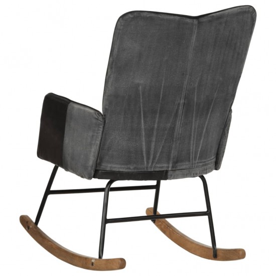 Supama kėdė, juodos spalvos, tikra oda ir drobė