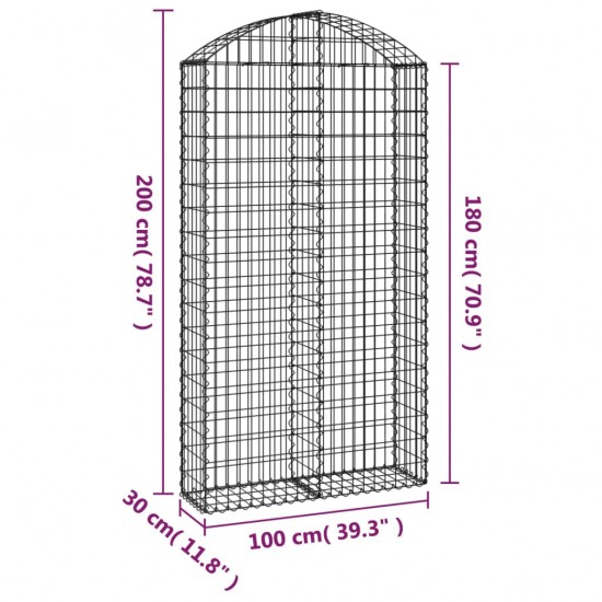 Išlenktas gabiono krepšys, 100x30x180/200 cm, geležis