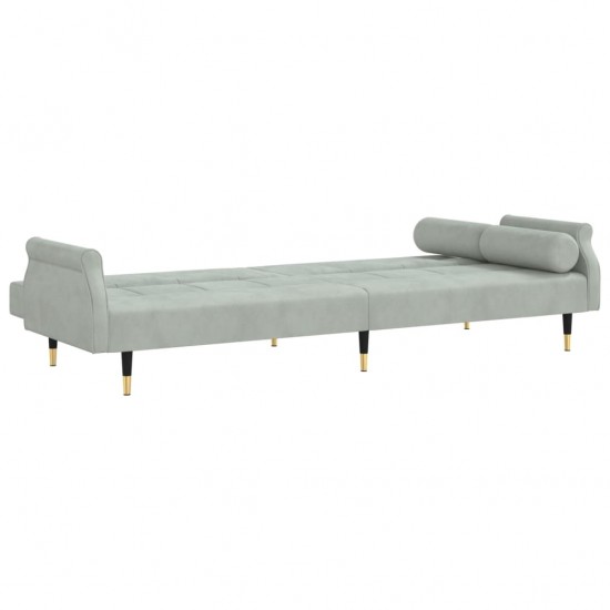 Sofa-lova su pagalvėlėmis, šviesiai pilkos spalvos, aksomas