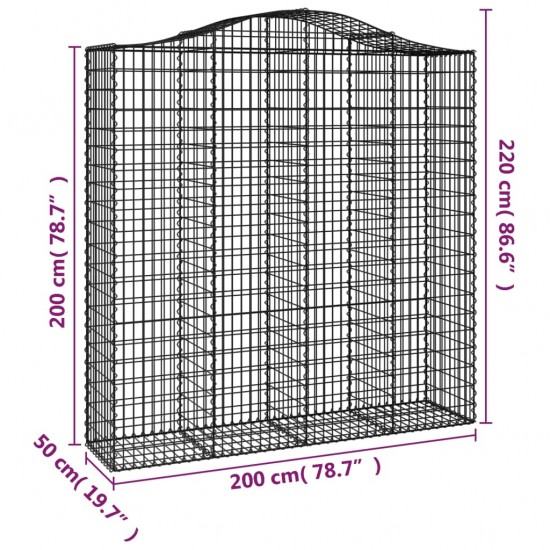 Išlenkti gabiono krepšiai, 4vnt., 200x50x200/220cm, geležis