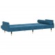 Sofa-lova su pagalvėlėmis, mėlynos spalvos, aksomas