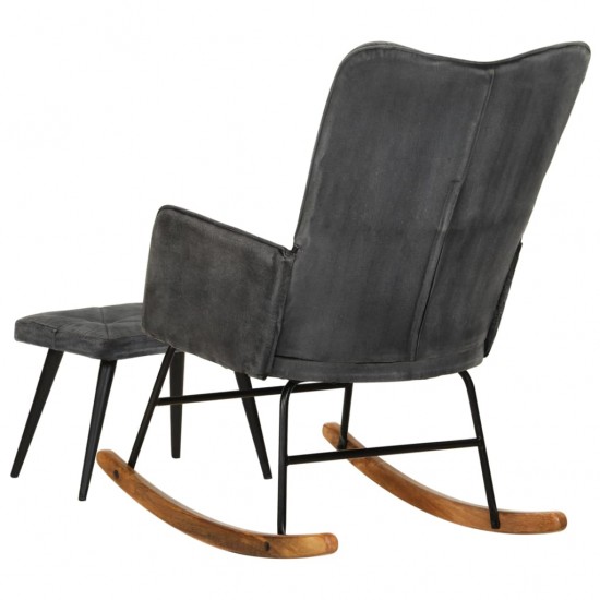 Supama kėdė su pakoja, juodos spalvos, drobė, vintažinė