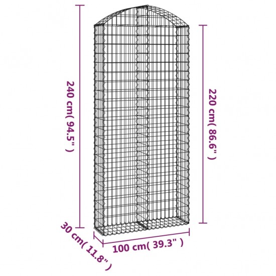 Išlenktas gabiono krepšys, 100x30x220/240 cm, geležis