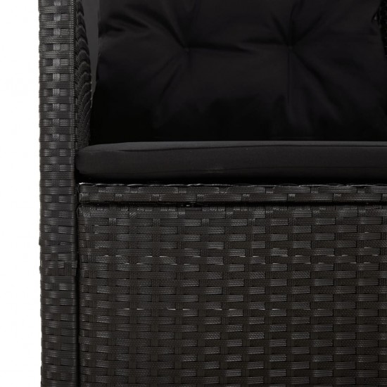 Sodo suoliukas su pagalvėlėmis, juodas, 118cm, poliratanas