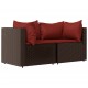 Kampinės sofos dalys su pagalvėlėmis, 2vnt., rudos, poliratanas
