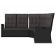 Atlošiama kampinė sofa su pagalvėlėmis, juoda, poliratanas
