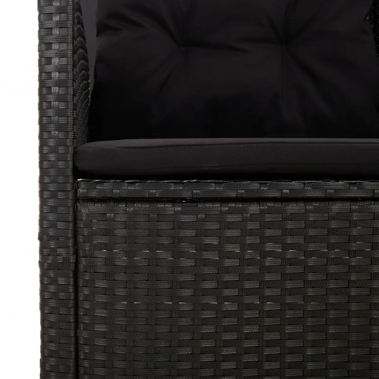 Atlošiama kampinė sofa su pagalvėlėmis, juoda, poliratanas