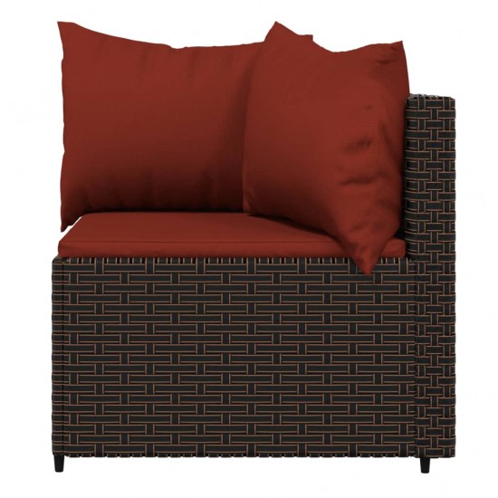 Kampinės sofos dalys su pagalvėlėmis, 2vnt., rudos, poliratanas