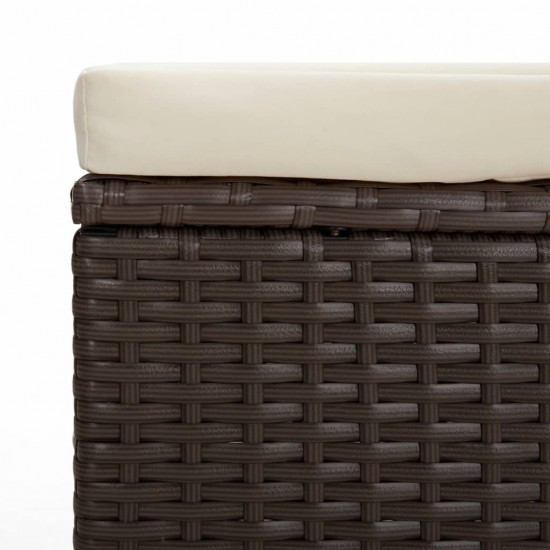 Otomanė su pagalvėle, rudos spalvos, 40x30x40cm, poliratanas