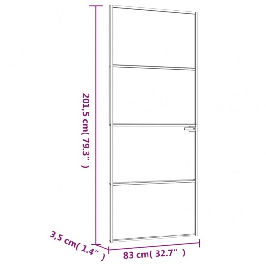 Vidaus durys, baltos, 83x201,5cm, grūdintas stiklas/aliuminis