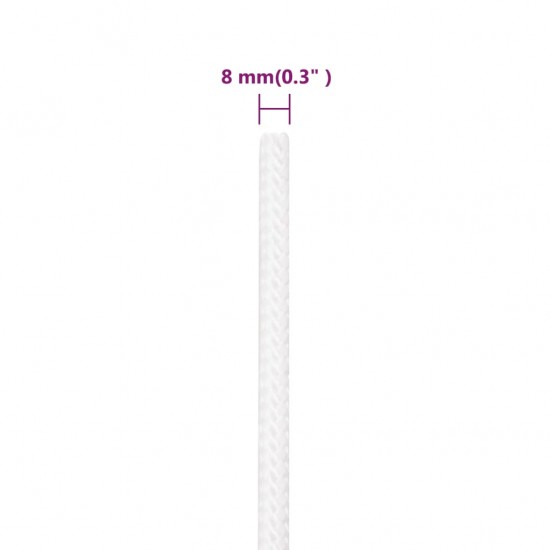 Valties virvė, visiškai balta, 8mm, 25m, polipropilenas