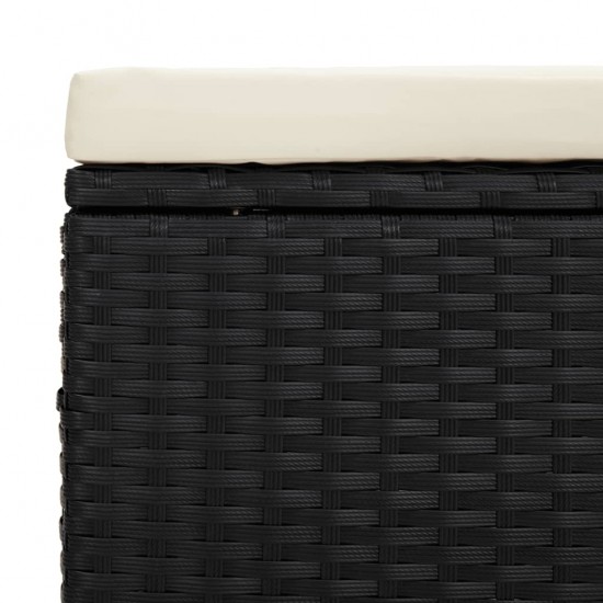 Otomanės su pagalvėmis, 2vnt., juodos, 40x30x40cm, poliratanas