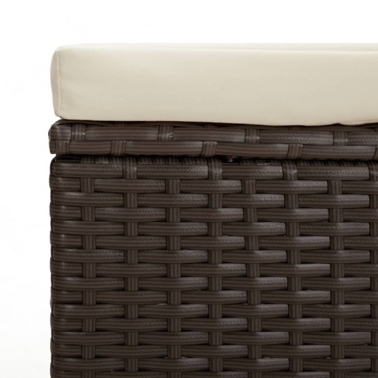 Otomanės su pagalvėmis, 2vnt., rudos, 40x30x40cm, poliratanas