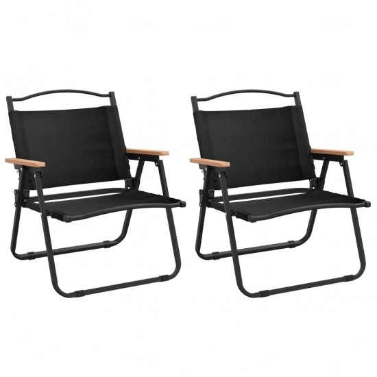 Stovyklavimo kėdės, 2vnt., juodos, 54x43x59cm, oksfordo audinys