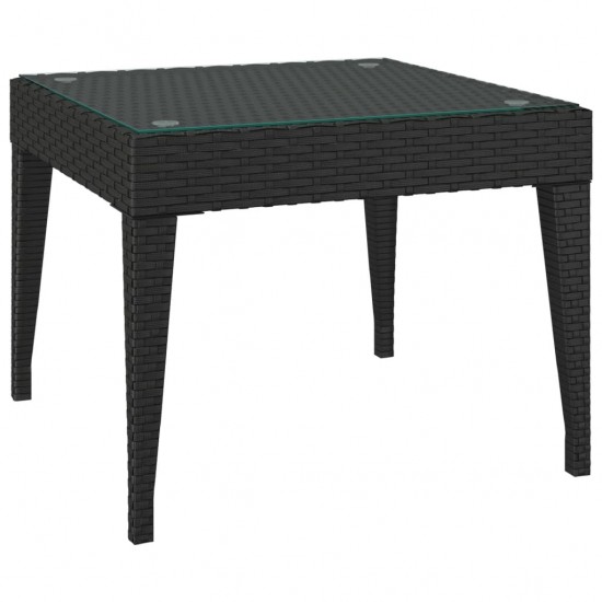 Šoninis staliukas, juodas, 50x50x38cm, poliratanas ir stiklas