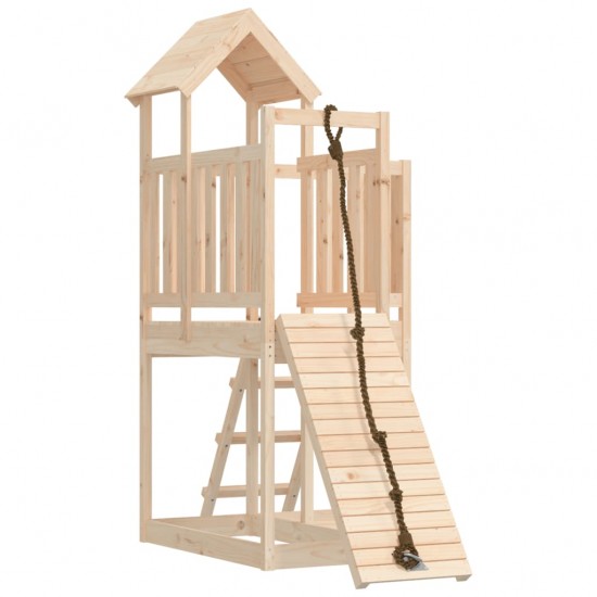 Žaidimų namelis su laipiojimo sienele, pušies medienos masyvas
