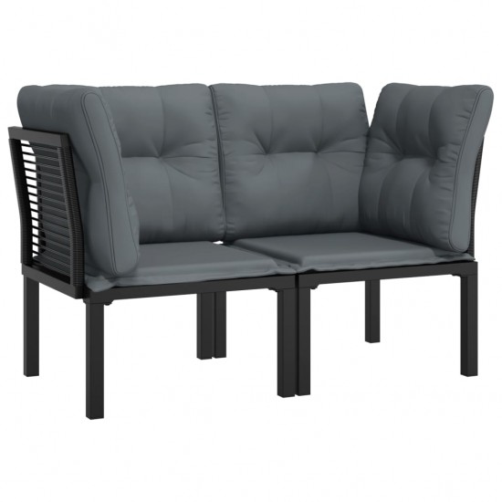 Kampinės kėdės su pagalvėmis, 2vnt., juodos/pilkos, poliratanas