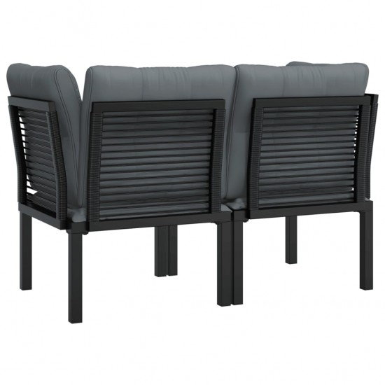 Kampinės kėdės su pagalvėmis, 2vnt., juodos/pilkos, poliratanas