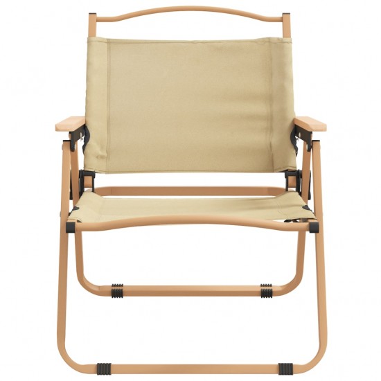 Stovyklavimo kėdės, 2vnt., smėlio, 54x43x59cm, oksfordo audinys