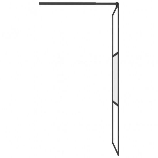 Dušo sienelė su lentyna, juoda, 100x195cm, stiklas/aliuminis