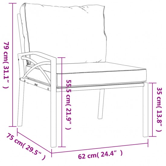 Sodo kėdės su pilkomis pagalvėlėmis, 2vnt., 62x75x79cm, plienas