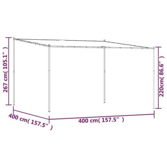 Pavėsinė, smėlio spalvos, 4x4m, audinys ir plienas, 180g/m²