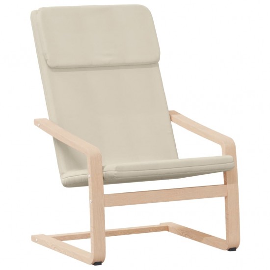 Poilsio kėdė su pakoja, kreminės spalvos, audinys