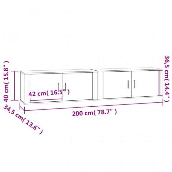 Sieninės televizoriaus spintelės, 2vnt., baltos, 100x34,5x40cm