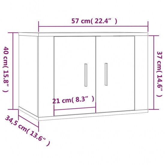 Sieninės TV spintelės, 3vnt., baltos, 57x34,5x40cm, blizgios