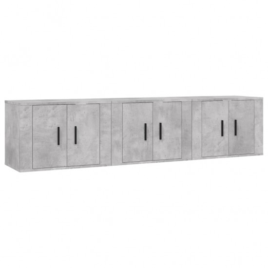 Sieninės TV spintelės, 3vnt., betono pilkos, 57x34,5x40cm