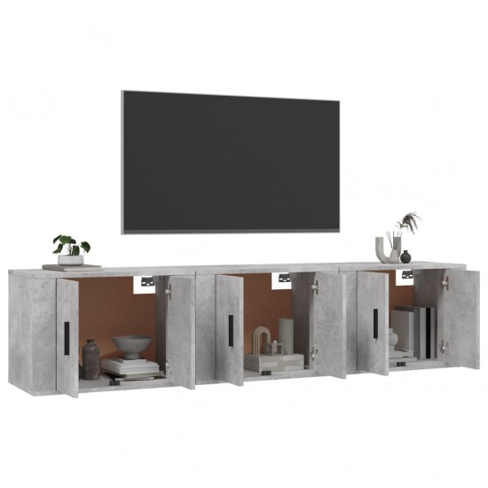 Sieninės TV spintelės, 3vnt., betono pilkos, 57x34,5x40cm