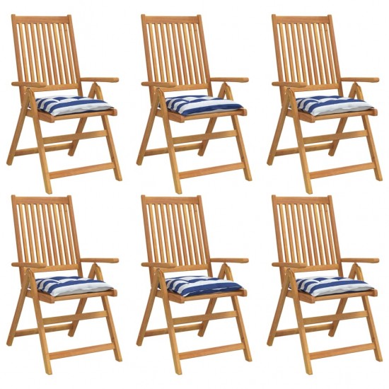 Kėdės pagalvėlės, 6vnt., mėlynos/baltos, 50x50x7cm, audinys