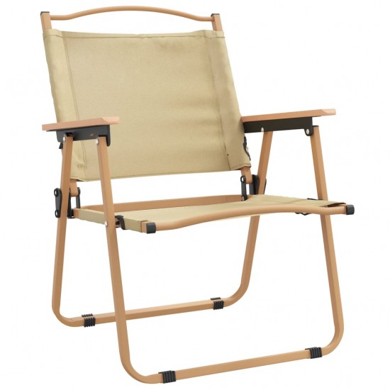 Stovyklavimo kėdės, 2vnt., smėlio, 54x55x78cm, oksfordo audinys