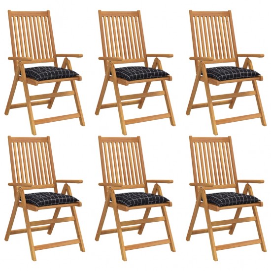 Kėdės pagalvėlės, 6vnt., juodos, 50x50x7cm, audinys, languotos