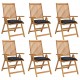 Kėdės pagalvėlės, 6vnt., juodos, 50x50x7cm, audinys, languotos