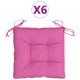Kėdės pagalvėlės, 6vnt., rožinės, 50x50x7cm, oksfordo audinys