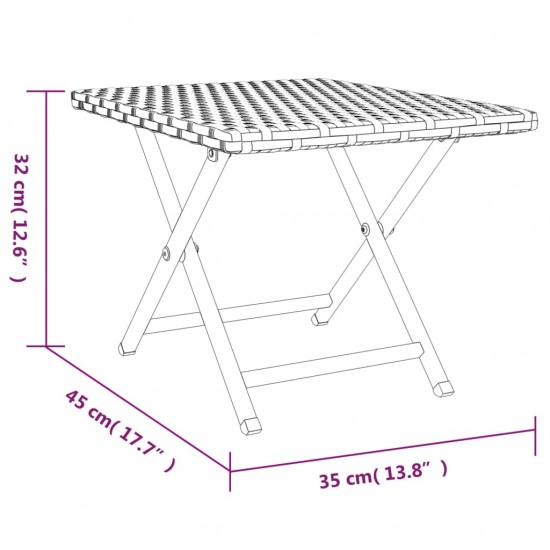 Sulankstomas stalas, rudos spalvos, 45x35x32cm, poliratanas