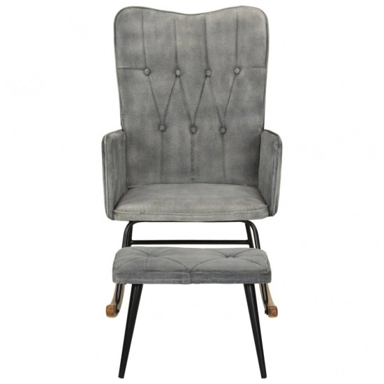 Supama kėdė su pakoja, pilkos spalvos, drobė, vintažinė