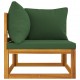Modulinė kampinė sofos dalis su žaliomis pagalvėlėmis, akacija