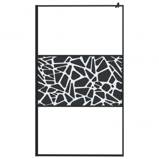 Dušo sienelė su lentyna, juoda, 115x195cm, stiklas/aliuminis