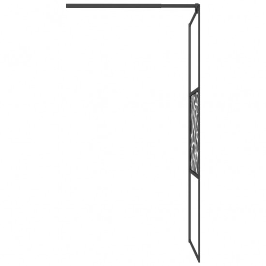 Dušo sienelė su lentyna, juoda, 80x195cm, ESG stiklas/aliuminis