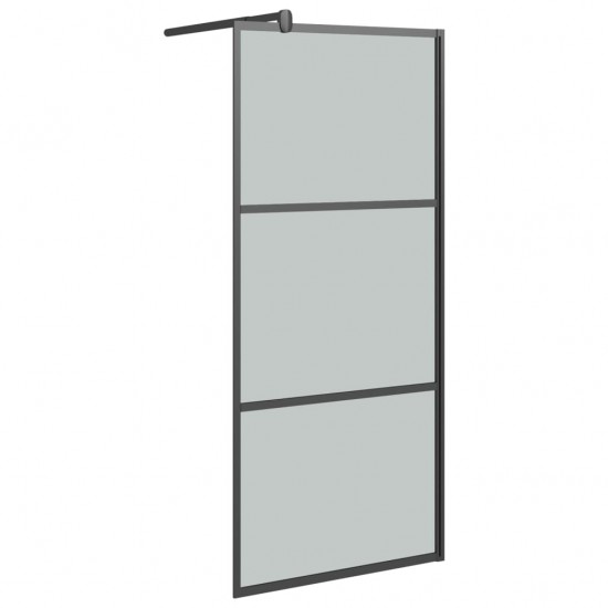 Dušo sienelė su lentyna, juoda, 90x195cm, ESG stiklas/aliuminis