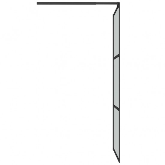 Dušo sienelė su lentyna, juoda, 90x195cm, ESG stiklas/aliuminis