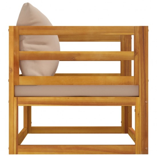 Sodo kėdė su taupe pagalvėlėmis, akacijos medienos masyvas