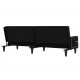 Sofa-lova su porankiais, juodos spalvos, audinys